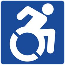 A blue and white sign with a person in a wheelchair
AI-generated content may be incorrect.